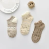 Little Bear Socks Women's short socks, shallow mouth, spring, autumn and summer, ins trendy thin style, cross-border cute, Japanese lace checkered boat socks Specification image